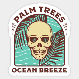 Palm Trees Ocean Breeze Skeleton Sticker